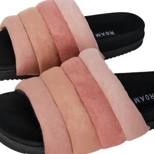 ROAM PILLAR Suede Slide Sandals in Rose
